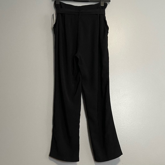 Lulus Black Saxson Paperbag Tie Belt Waist Pants NEW - Picture 6 of 6